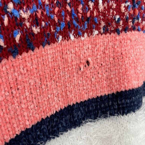 MARC NEW YORK Andrew Marc Blue Pink White Eyelash Knit Pullover Sweater Large - Picture 5 of 5